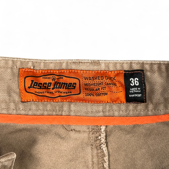 Jesse James Shorts Mens 34 Brown Regular Carpenter Industrial Workwear Canvas - Picture 4 of 10